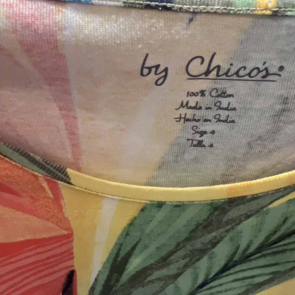 NEW NWT Chicos  size 4 MTropical Beach‎ Shirt Top, vacation, cruise unique 41 - Picture 2 of 8